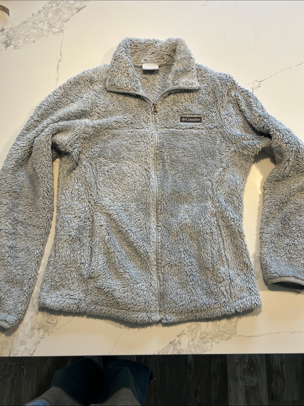 Columbia Light Gray/Blue Sherpa Zip-Up Jacket